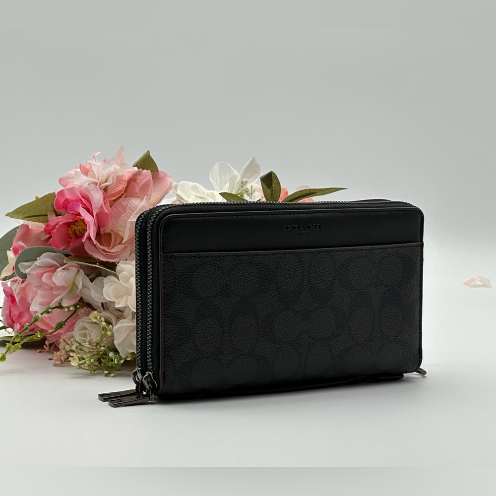 Coach Double Zip Travel Organizer In Signature Canvas